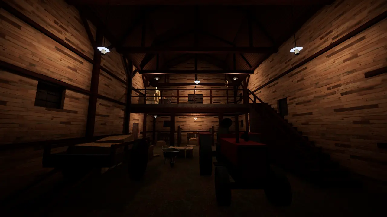 La grange de la ferme des Moreau, sa mezzanine et ses stalles